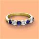 3 - Kathleen 3.40 mm Round Blue Sapphire and Lab Grown Diamond Wedding Band 