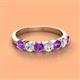 3 - Kathleen 3.40 mm Round Amethyst and Lab Grown Diamond Wedding Band 