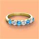 3 - Kathleen 3.40 mm Round Blue Topaz and Lab Grown Diamond Wedding Band 