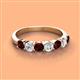 3 - Kathleen 3.40 mm Round Red Garnet and Lab Grown Diamond Wedding Band 