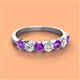 3 - Kathleen 3.40 mm Round Amethyst and Lab Grown Diamond Wedding Band 
