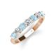 4 - Kathleen 3.40 mm Round Aquamarine and Lab Grown Diamond Wedding Band 