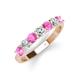 4 - Kathleen 3.40 mm Round Pink Sapphire and Lab Grown Diamond Wedding Band 