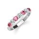 4 - Kathleen 3.40 mm Round Pink Tourmaline and Lab Grown Diamond Wedding Band 