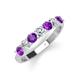 4 - Kathleen 3.40 mm Round Amethyst and Lab Grown Diamond Wedding Band 