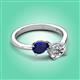 3 - Afra 1.70 ctw Blue Sapphire Pear Shape (7x5 mm) & IGI Certified Lab Grown Diamond Oval Shape (7x5 mm) Toi Et Moi Engagement Ring 