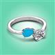 3 - Afra 1.15 ctw Turquoise Pear Shape (7x5 mm) & IGI Certified Lab Grown Diamond Oval Shape (7x5 mm) Toi Et Moi Engagement Ring 