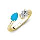 4 - Afra 1.15 ctw Turquoise Pear Shape (7x5 mm) & IGI Certified Lab Grown Diamond Oval Shape (7x5 mm) Toi Et Moi Engagement Ring 