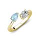 4 - Afra 1.40 ctw Aquamarine Pear Shape (7x5 mm) & IGI Certified Lab Grown Diamond Oval Shape (7x5 mm) Toi Et Moi Engagement Ring 