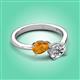 3 - Afra 1.45 ctw Citrine Pear Shape (7x5 mm) & GIA Certified Natural Diamond Oval Shape (7x5 mm) Toi Et Moi Engagement Ring 