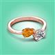 3 - Afra 1.45 ctw Citrine Pear Shape (7x5 mm) & GIA Certified Natural Diamond Oval Shape (7x5 mm) Toi Et Moi Engagement Ring 