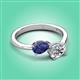 3 - Afra 1.40 ctw Iolite Pear Shape (7x5 mm) & GIA Certified Natural Diamond Oval Shape (7x5 mm) Toi Et Moi Engagement Ring 