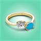 3 - Afra 1.50 ctw GIA Certified Natural Diamond  Pear Shape (7x5 mm) & Turquoise Oval Shape (7x5 mm) Toi Et Moi Engagement Ring 