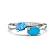 1 - Afra 1.55 ctw Blue Topaz Pear Shape (7x5 mm) & Turquoise Oval Shape (7x5 mm) Toi Et Moi Engagement Ring 
