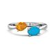 1 - Afra 1.35 ctw Citrine Pear Shape (7x5 mm) & Turquoise Oval Shape (7x5 mm) Toi Et Moi Engagement Ring 