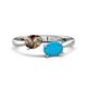 1 - Afra 1.35 ctw Smoky Quartz Pear Shape (7x5 mm) & Turquoise Oval Shape (7x5 mm) Toi Et Moi Engagement Ring 