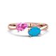 1 - Afra 1.60 ctw Pink Sapphire Pear Shape (7x5 mm) & Turquoise Oval Shape (7x5 mm) Toi Et Moi Engagement Ring 