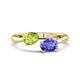 1 - Afra 1.65 ctw Peridot Pear Shape (7x5 mm) & Tanzanite Oval Shape (7x5 mm) Toi Et Moi Engagement Ring 