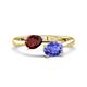 1 - Afra 1.75 ctw Red Garnet Pear Shape (7x5 mm) & Tanzanite Oval Shape (7x5 mm) Toi Et Moi Engagement Ring 
