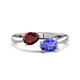 1 - Afra 1.75 ctw Red Garnet Pear Shape (7x5 mm) & Tanzanite Oval Shape (7x5 mm) Toi Et Moi Engagement Ring 