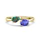 1 - Afra 1.71 ctw Lab Created Alexandrite Pear Shape (7x5 mm) & Tanzanite Oval Shape (7x5 mm) Toi Et Moi Engagement Ring 