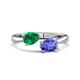 1 - Afra 1.65 ctw Emerald Pear Shape (7x5 mm) & Tanzanite Oval Shape (7x5 mm) Toi Et Moi Engagement Ring 