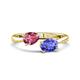 1 - Afra 1.55 ctw Pink Tourmaline Pear Shape (7x5 mm) & Tanzanite Oval Shape (7x5 mm) Toi Et Moi Engagement Ring 