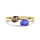 1 - Afra 1.50 ctw Smoky Quartz Pear Shape (7x5 mm) & Tanzanite Oval Shape (7x5 mm) Toi Et Moi Engagement Ring 