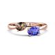 1 - Afra 1.50 ctw Smoky Quartz Pear Shape (7x5 mm) & Tanzanite Oval Shape (7x5 mm) Toi Et Moi Engagement Ring 
