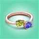 3 - Afra 1.65 ctw Peridot Pear Shape (7x5 mm) & Tanzanite Oval Shape (7x5 mm) Toi Et Moi Engagement Ring 