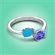 3 - Afra 1.75 ctw Blue Sapphire Pear Shape (7x5 mm) & Tanzanite Oval Shape (7x5 mm) Toi Et Moi Engagement Ring 