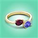 3 - Afra 1.75 ctw Rhodolite Garnet Pear Shape (7x5 mm) & Tanzanite Oval Shape (7x5 mm) Toi Et Moi Engagement Ring 