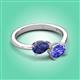 3 - Afra 1.45 ctw Iolite Pear Shape (7x5 mm) & Tanzanite Oval Shape (7x5 mm) Toi Et Moi Engagement Ring 