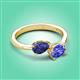 3 - Afra 1.45 ctw Iolite Pear Shape (7x5 mm) & Tanzanite Oval Shape (7x5 mm) Toi Et Moi Engagement Ring 