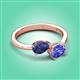 3 - Afra 1.45 ctw Iolite Pear Shape (7x5 mm) & Tanzanite Oval Shape (7x5 mm) Toi Et Moi Engagement Ring 