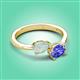 3 - Afra 1.20 ctw Opal Pear Shape (7x5 mm) & Tanzanite Oval Shape (7x5 mm) Toi Et Moi Engagement Ring 