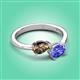 3 - Afra 1.50 ctw Smoky Quartz Pear Shape (7x5 mm) & Tanzanite Oval Shape (7x5 mm) Toi Et Moi Engagement Ring 