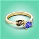 3 - Afra 1.50 ctw Smoky Quartz Pear Shape (7x5 mm) & Tanzanite Oval Shape (7x5 mm) Toi Et Moi Engagement Ring 