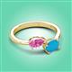 3 - Afra 1.60 ctw Pink Sapphire Pear Shape (7x5 mm) & Turquoise Oval Shape (7x5 mm) Toi Et Moi Engagement Ring 