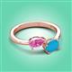 3 - Afra 1.60 ctw Pink Sapphire Pear Shape (7x5 mm) & Turquoise Oval Shape (7x5 mm) Toi Et Moi Engagement Ring 