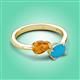3 - Afra 1.35 ctw Citrine Pear Shape (7x5 mm) & Turquoise Oval Shape (7x5 mm) Toi Et Moi Engagement Ring 