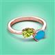 3 - Afra 1.50 ctw Peridot Pear Shape (7x5 mm) & Turquoise Oval Shape (7x5 mm) Toi Et Moi Engagement Ring 