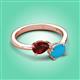 3 - Afra 1.60 ctw Red Garnet Pear Shape (7x5 mm) & Turquoise Oval Shape (7x5 mm) Toi Et Moi Engagement Ring 