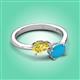 3 - Afra 1.60 ctw Yellow Sapphire Pear Shape (7x5 mm) & Turquoise Oval Shape (7x5 mm) Toi Et Moi Engagement Ring 