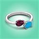 3 - Afra 1.60 ctw Rhodolite Garnet Pear Shape (7x5 mm) & Turquoise Oval Shape (7x5 mm) Toi Et Moi Engagement Ring 