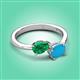 3 - Afra 1.50 ctw Emerald Pear Shape (7x5 mm) & Turquoise Oval Shape (7x5 mm) Toi Et Moi Engagement Ring 