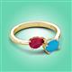 3 - Afra 1.65 ctw Ruby Pear Shape (7x5 mm) & Turquoise Oval Shape (7x5 mm) Toi Et Moi Engagement Ring 
