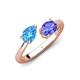 4 - Afra 1.70 ctw Blue Topaz Pear Shape (7x5 mm) & Tanzanite Oval Shape (7x5 mm) Toi Et Moi Engagement Ring 