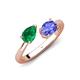 4 - Afra 1.65 ctw Emerald Pear Shape (7x5 mm) & Tanzanite Oval Shape (7x5 mm) Toi Et Moi Engagement Ring 