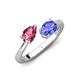 4 - Afra 1.55 ctw Pink Tourmaline Pear Shape (7x5 mm) & Tanzanite Oval Shape (7x5 mm) Toi Et Moi Engagement Ring 